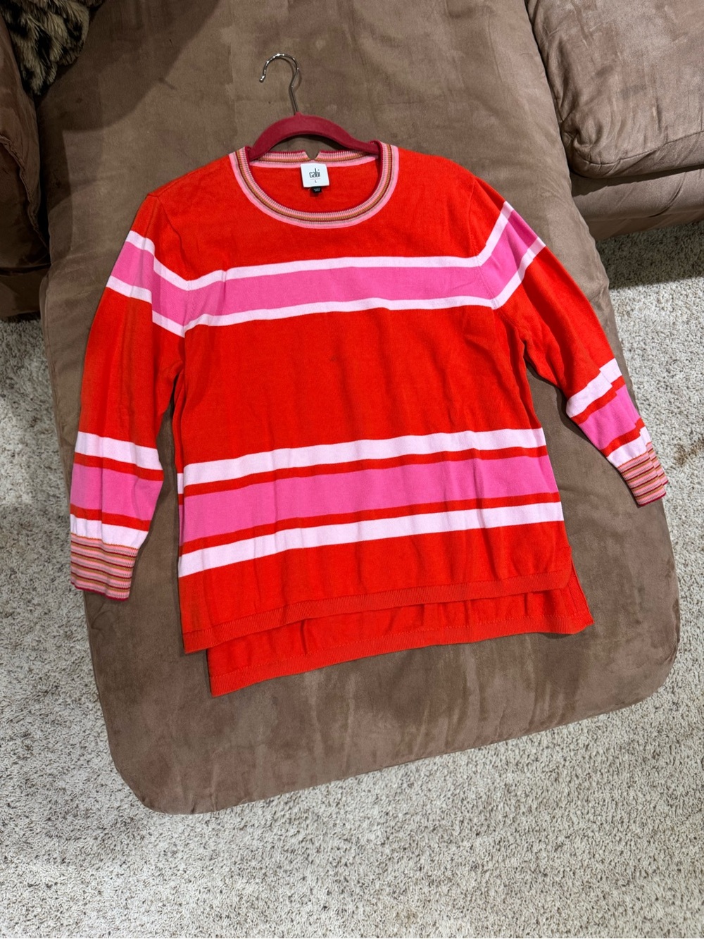 CAbi Red and Pink Striped Kids Sweater